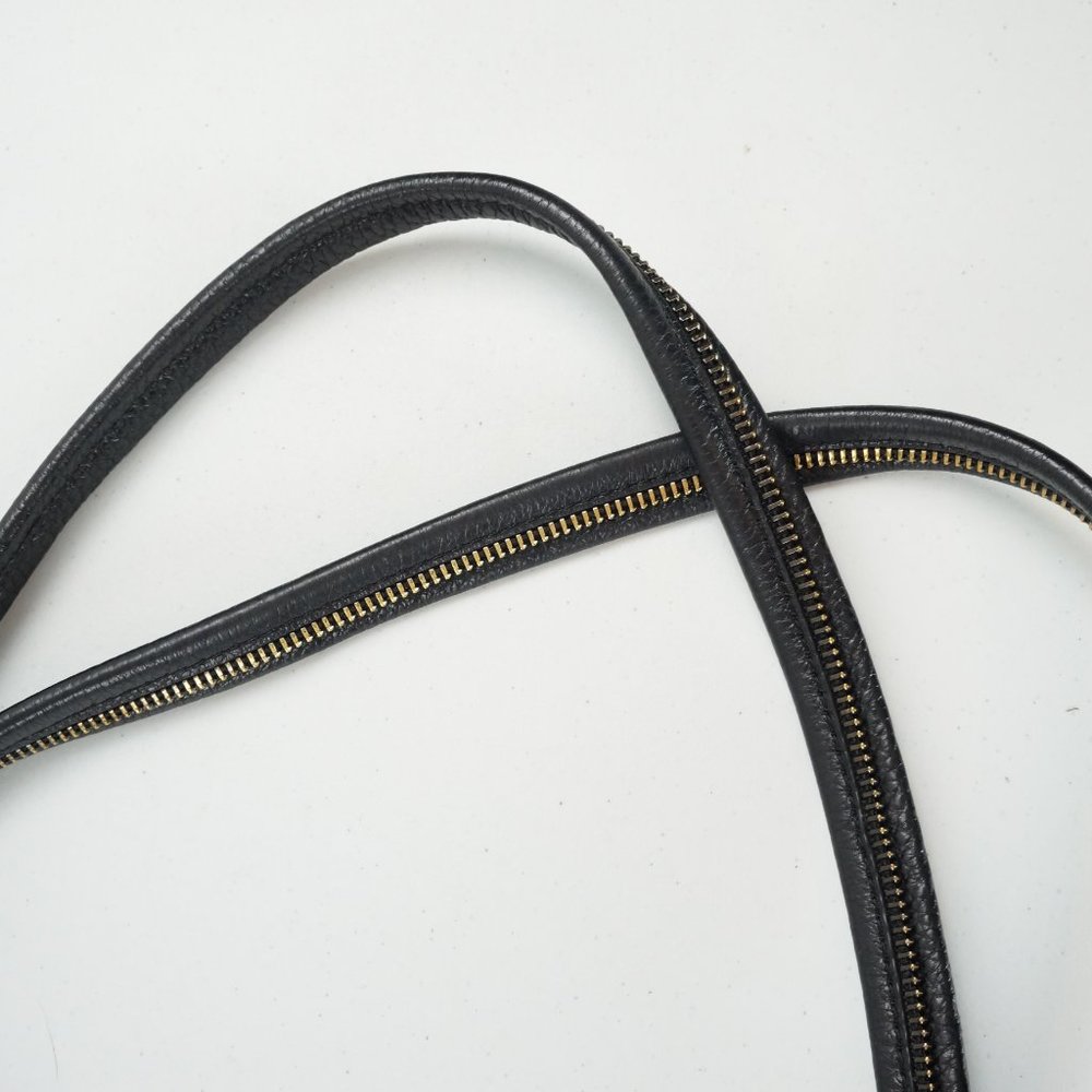 Botkier Soho Tote, Black Pebbled Leather, Zipper Accents - Picture 7 of 9